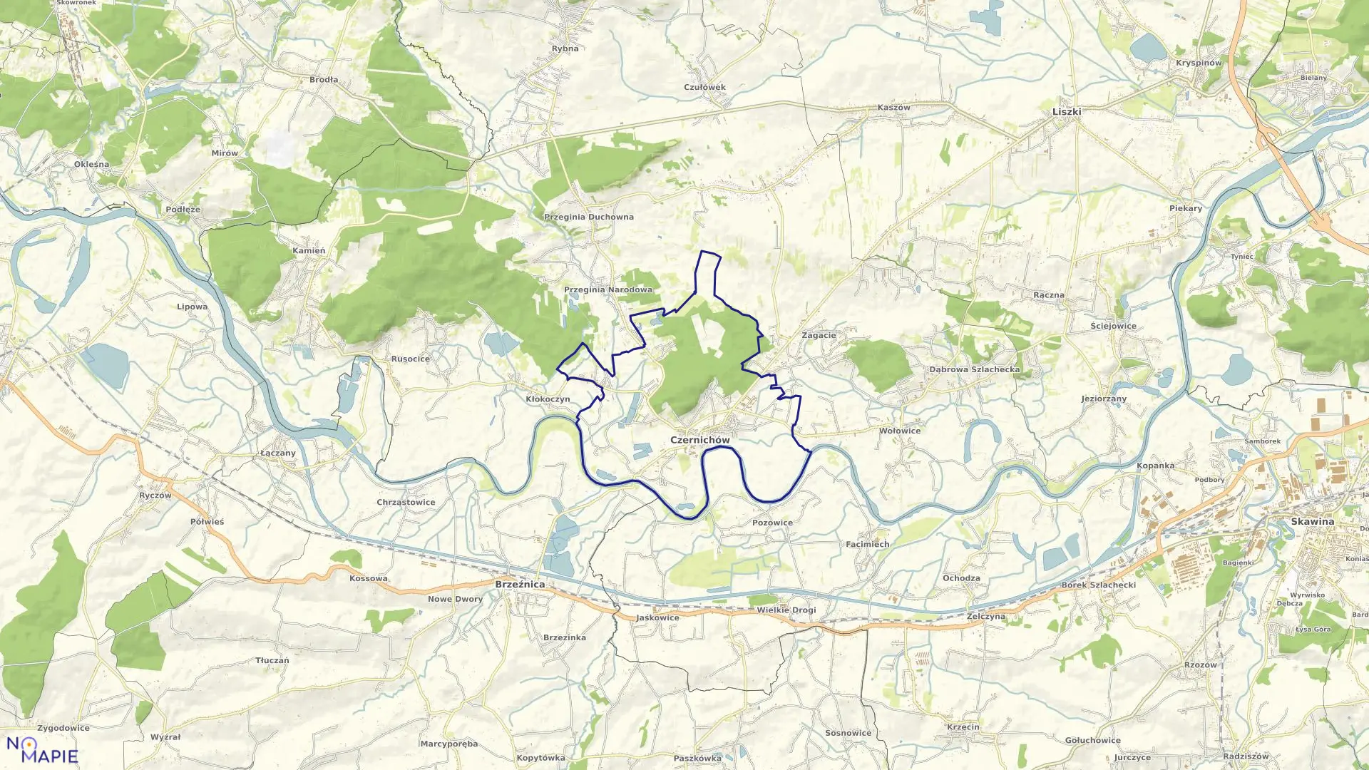 Mapa obrębu Czernichów w gminie Czernichów