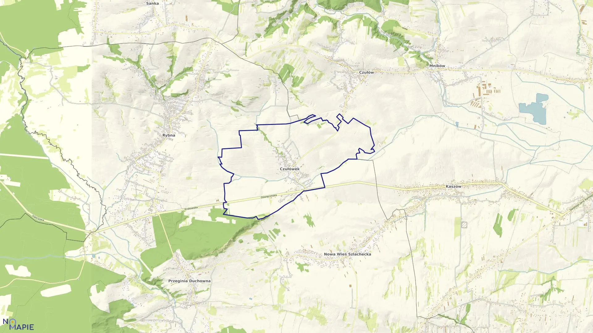 Mapa obrębu Czułówek w gminie Czernichów