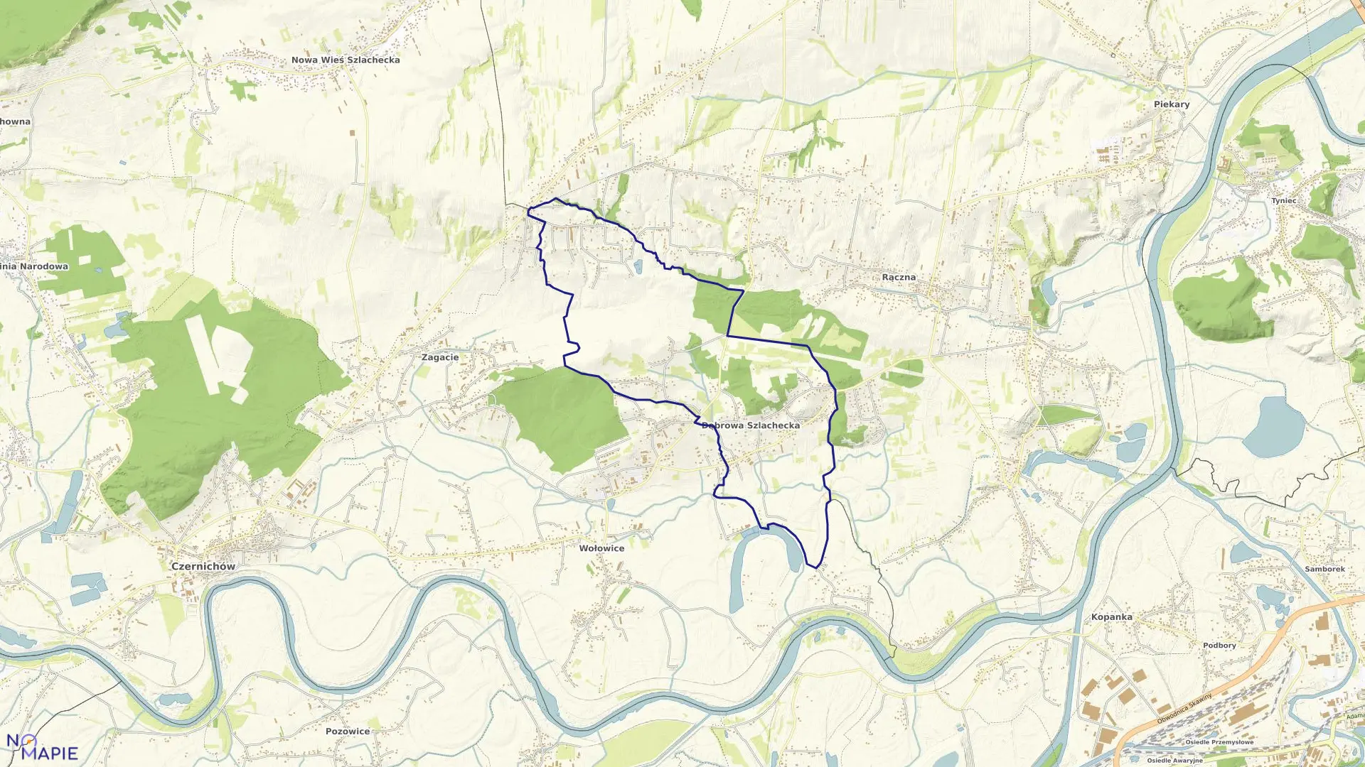 Mapa obrębu Dąbrowa Szlachecka w gminie Czernichów