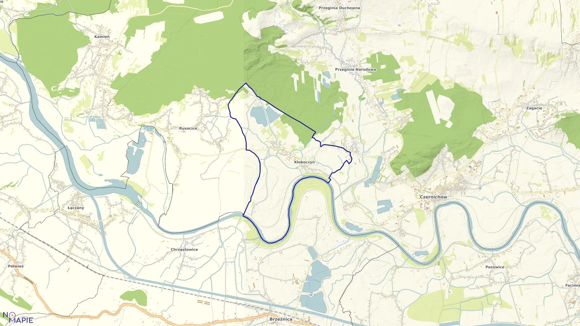 Mapa obrębu Kłokoczyn w gminie Czernichów