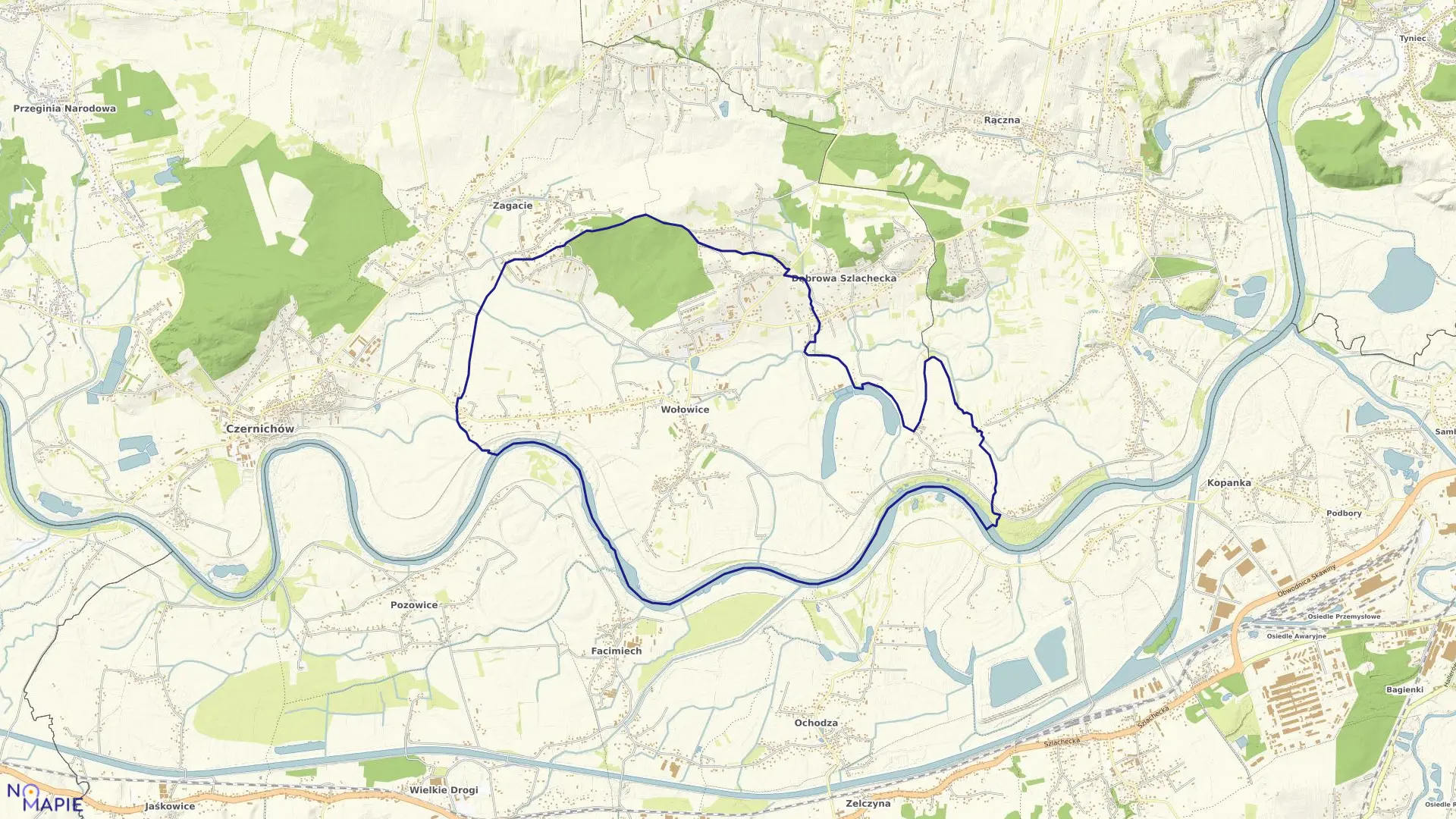 Mapa obrębu Wołowice w gminie Czernichów